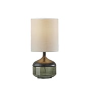 Adesso Marina Table Lamp, Black Rubberwood with Smoked Glass