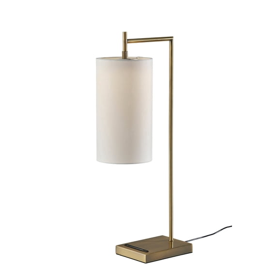 Adesso Matilda 25" Contemporary Touch Dimmer LED Antique Brass Table Lamp with White Shade