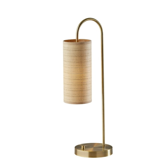 Adesso Mendoza 25" 1-Light Antique Brass Table Lamp with Natural Woven Paper Shade