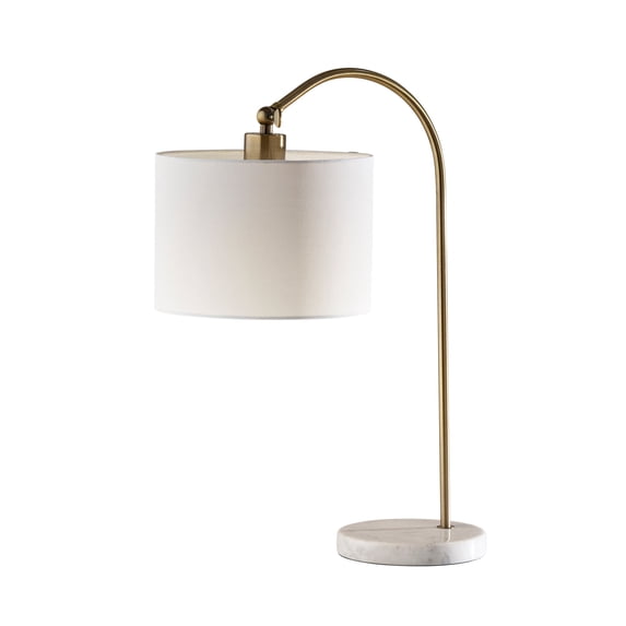 Adesso Meredith 23.5" 1-Light Antique Brass Table Lamp with White Linen Drum Shade