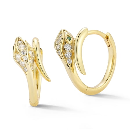 Adesso Milano Jewelry 14K Gold Plated Small Snake Huggie Hoop Earrings for Women, Womens Hoops