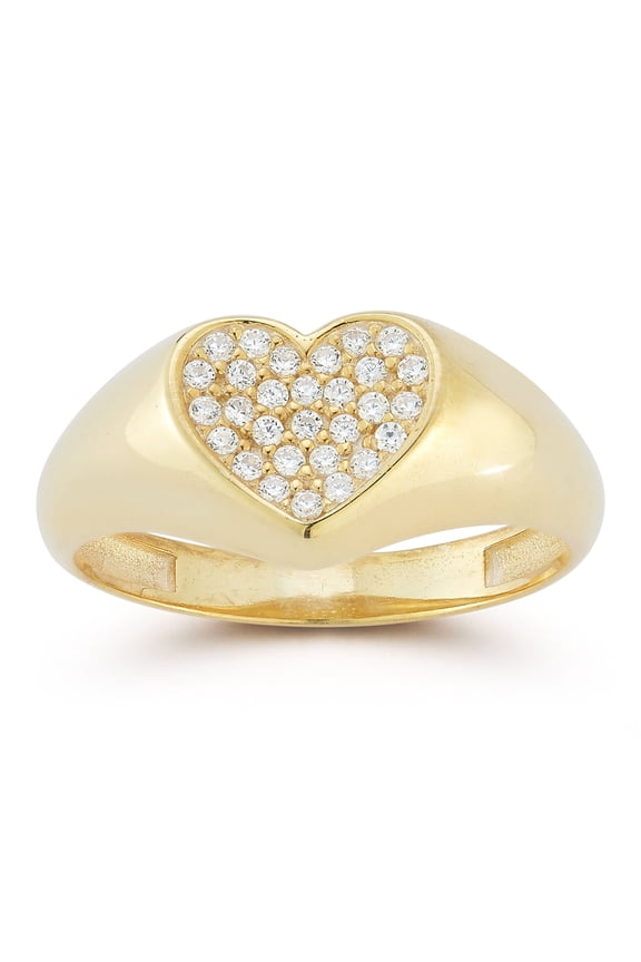 Jewelry 14K Gold Plated Sterling Silver Chunky Heart Signet Ring, Rings for Women