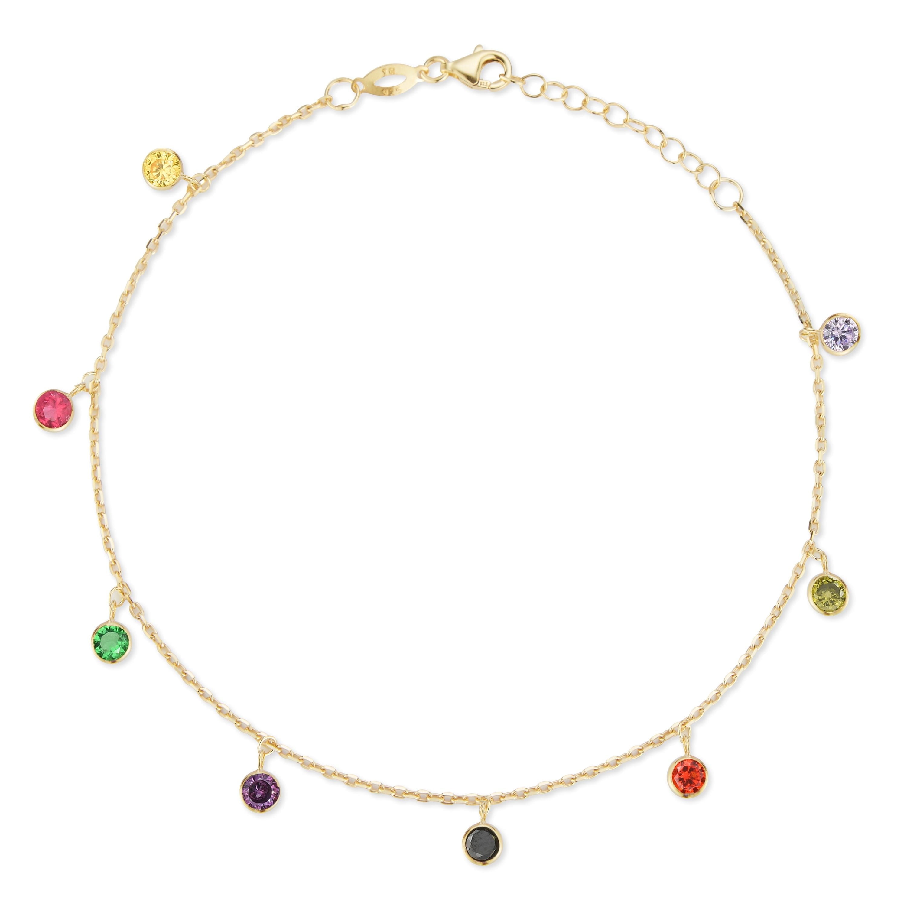 Adesso Milano Jewelry 14K Gold Plated Sterling Silver Dainty Anklet for Women, Adjustable Ankle Bracelets, Gift