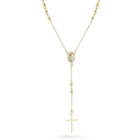Adesso Milano Jewelry 14K Gold Plated Sterling Silver Dainty Rosary Lariat Necklace for Women, Womens Necklaces