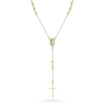 Adesso Milano Jewelry 14K Gold Plated Sterling Silver Dainty Rosary Lariat Necklace for Women, Womens Necklaces