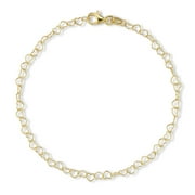 ADESSO MILANO Jewelry Italian Sterling Silver Heart Link Chain Bracelet for Women, Made in Italy, Gold, 7"