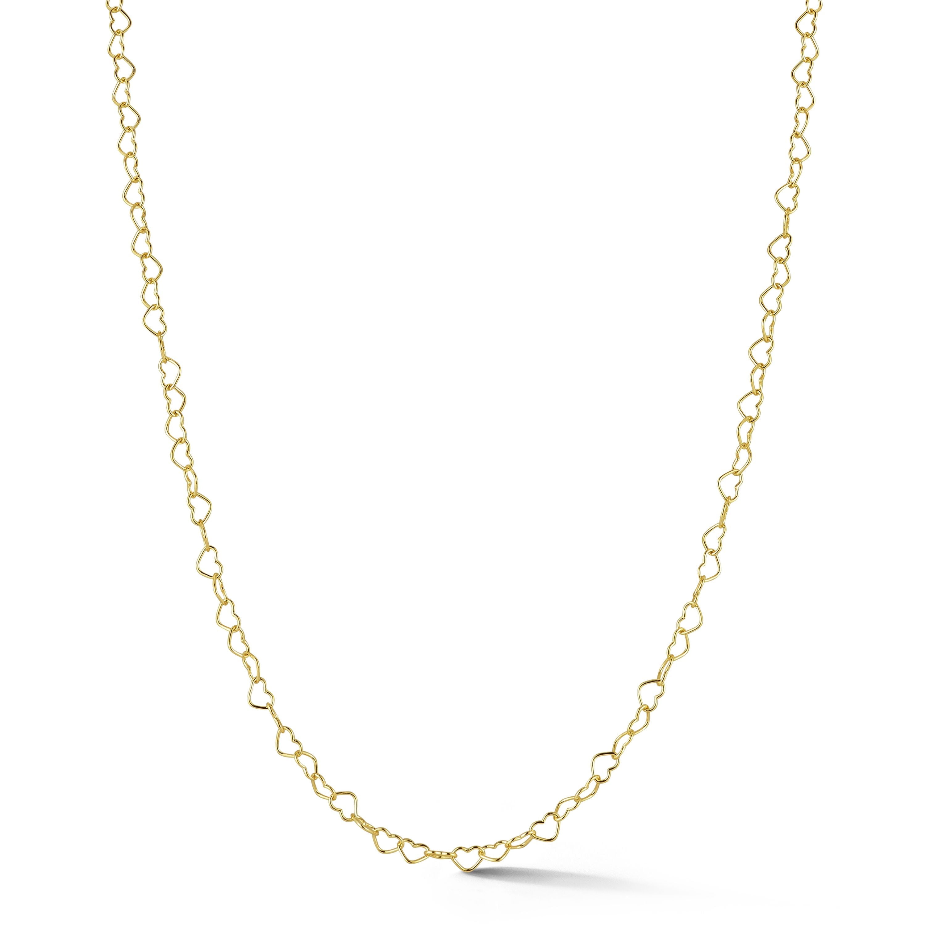 Adesso Milano Jewelry Italian Sterling Silver Heart Link Chain Necklace for Women, Made in Italy, Gold, 16"