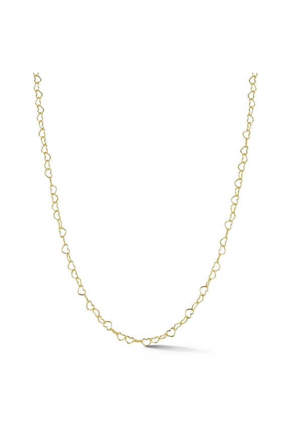 Jewelry Italian Sterling Silver Heart Link Chain Necklace for Women, Made in Italy, Gold, 16"