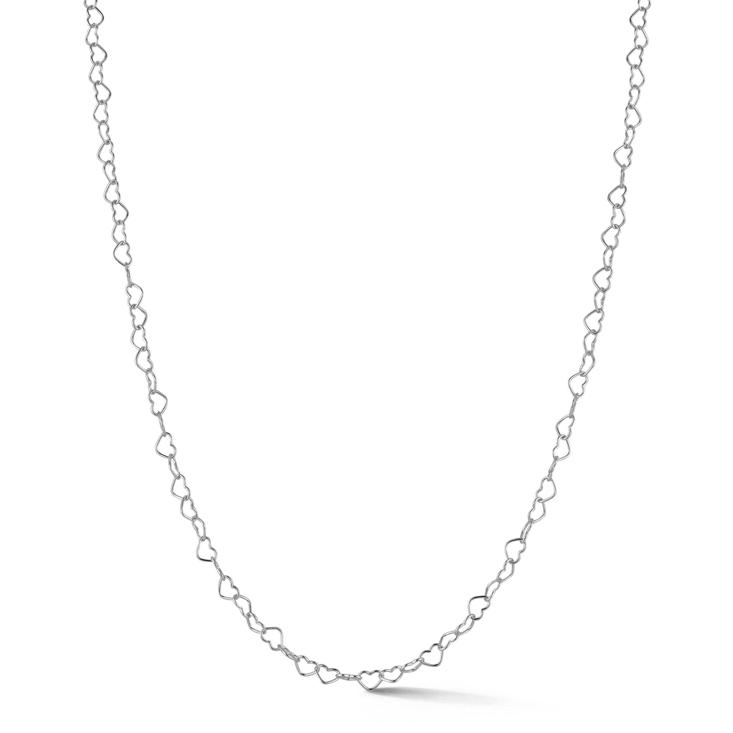 Adesso Milano Jewelry Italian Sterling Silver Heart Link Chain Necklace for Women, Made in Italy, Silver, 16"