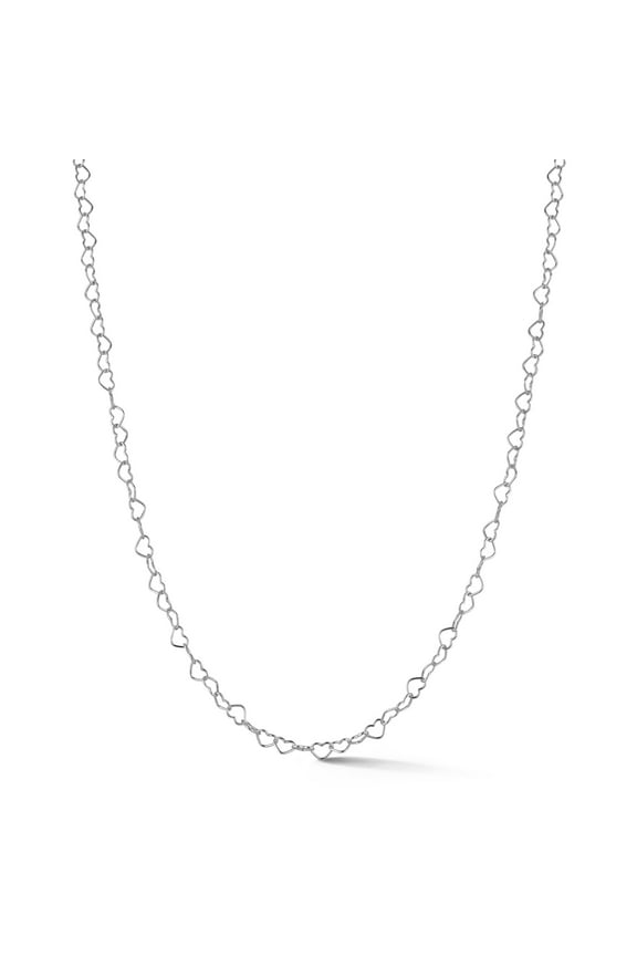 Jewelry Italian Sterling Silver Heart Link Chain Necklace for Women, Made in Italy, Silver, 16"
