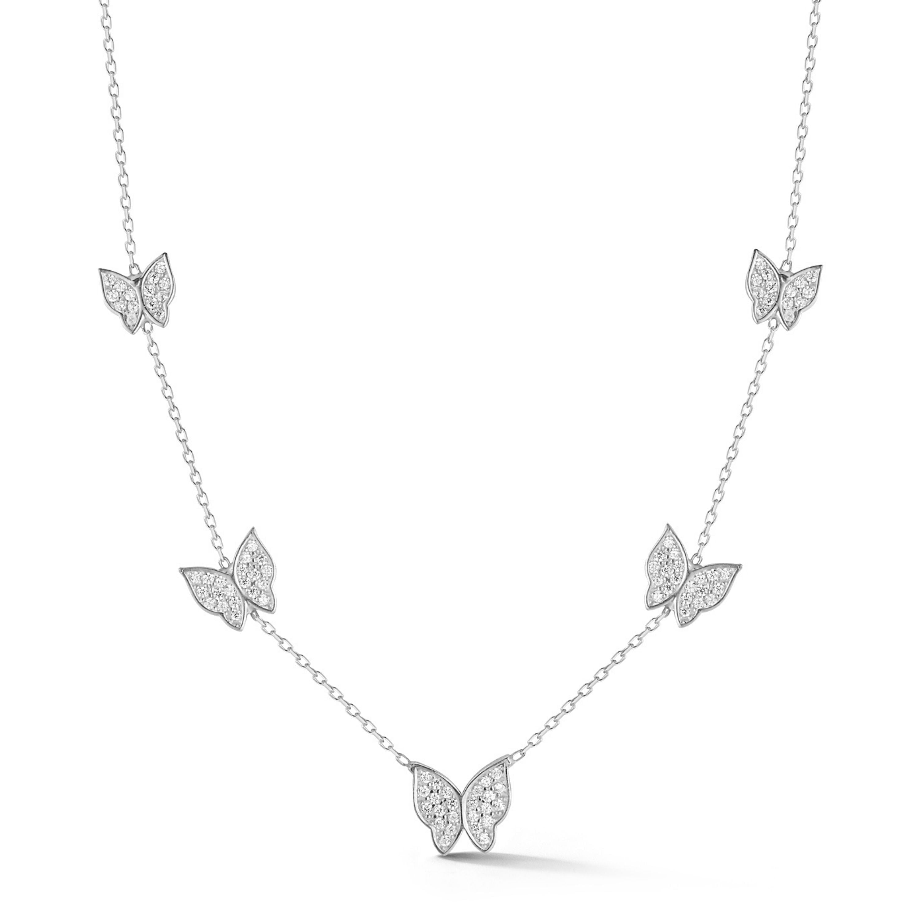 Adesso Milano Jewelry Sterling Silver Dainty Butterfly Choker Necklace for Women, Silver, 13"