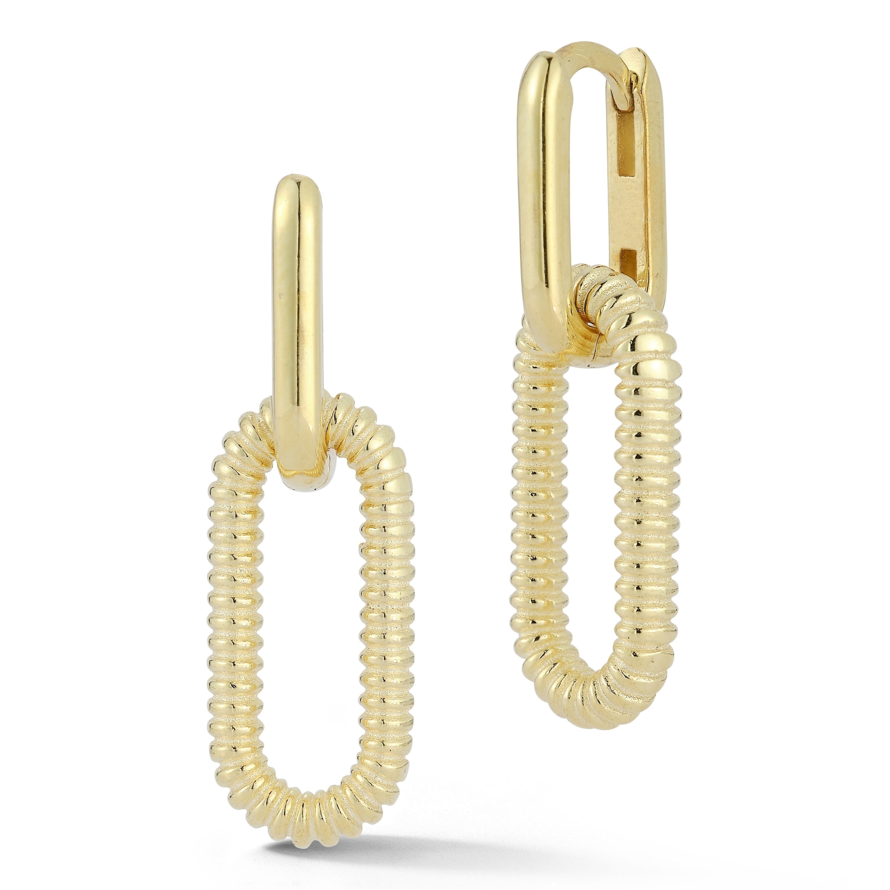 Adesso Milano Jewelry Sterling Silver Paperclip Link Drop Earrings for Women, Gold