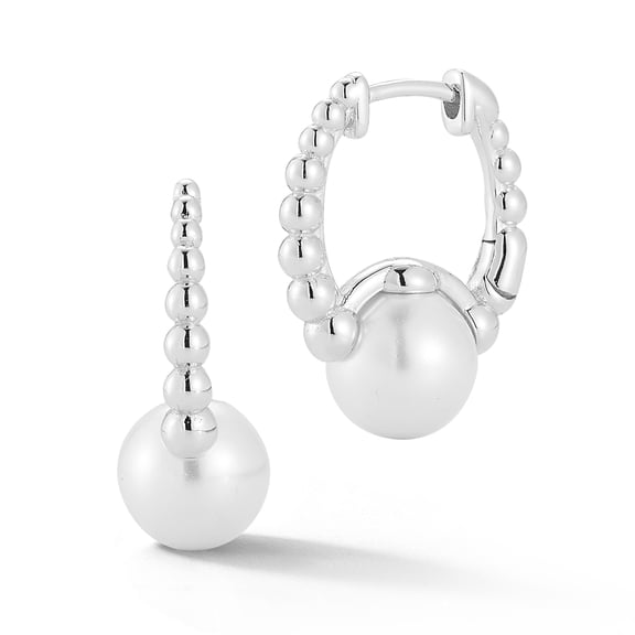 Adesso Milano Jewelry Sterling Silver Plated Small Pearl Hoop Earrings, Womens Gold Hoops