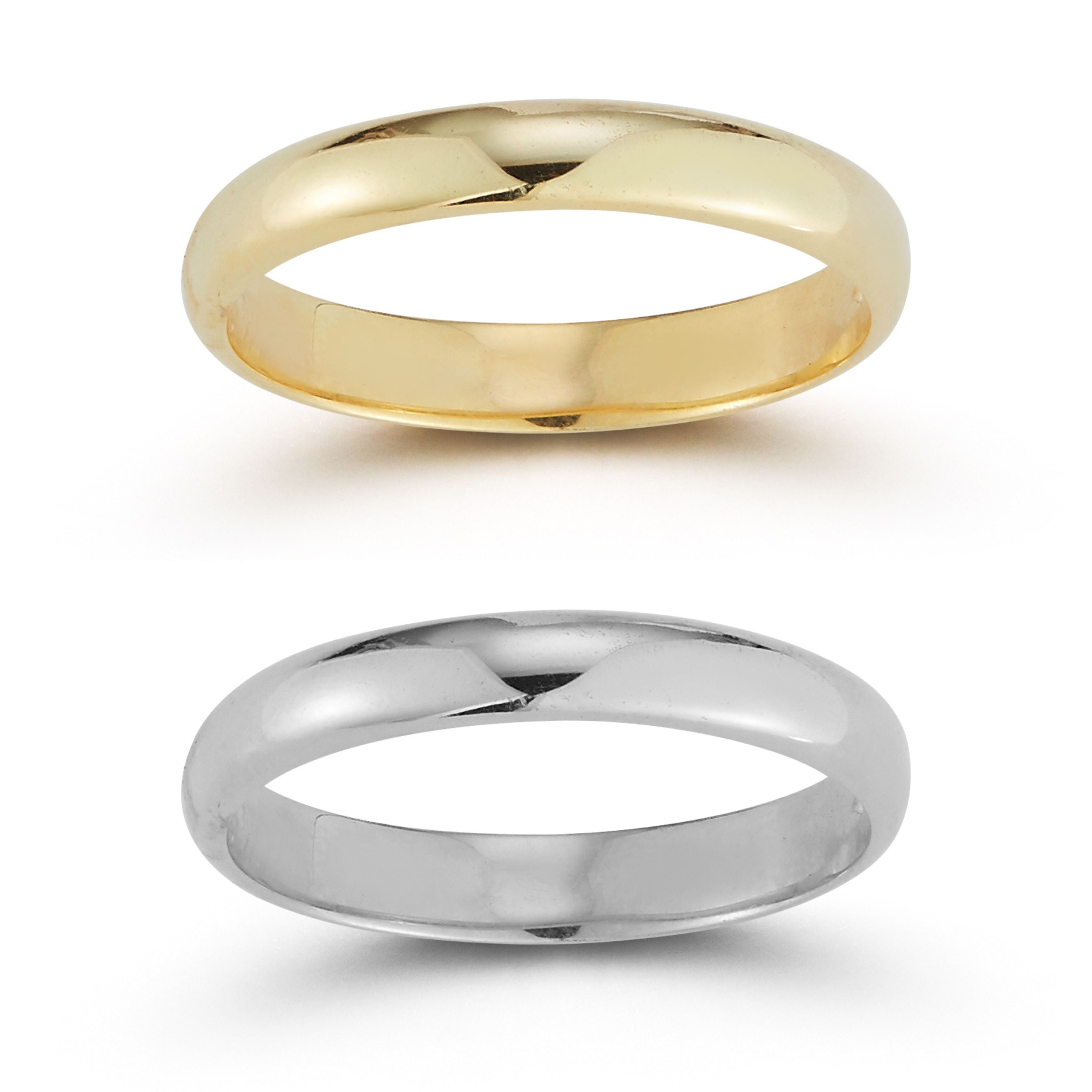 Adesso Milano Jewelry Sterling Silver Polished Band Wedding Ring for Women and Men, Set of 2, Gold and Silver