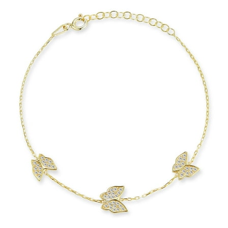 Adesso Milano Jewlery 14K Gold Plated Sterling Silver Dainty Butterfly Bracelet for Women, Womens Bracelets