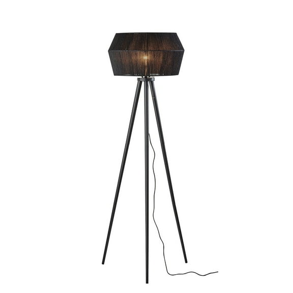 Adesso Montana 61" Wood Tripod Floor Lamp with Rope Shade