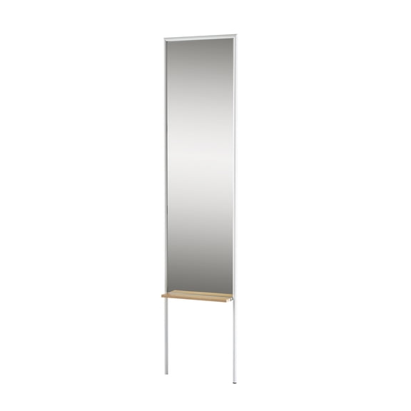 Adesso, Monty Leaning Mirror, White with Natural Paper Veneer on MDF shelf