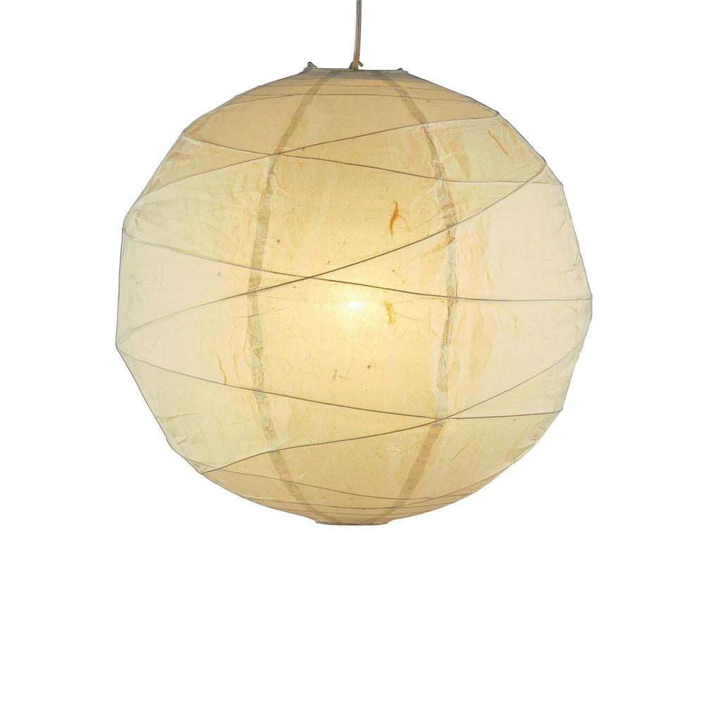 Contemporary Orb 21" Natural Bamboo Rice Paper Pendant Light