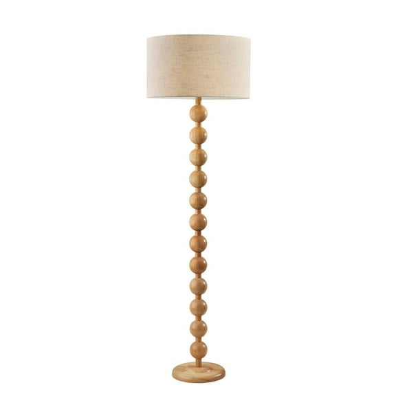Adesso Orchard 62" 3-Way Wood Decorative Floor Lamp with Cream Drum Shade