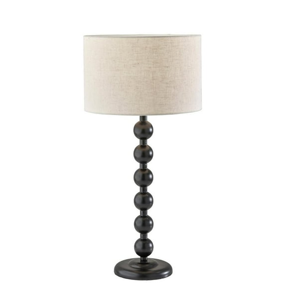 Adesso Orchard 28.25" 1-Light 3-Way Wood Table Lamp with Cream Linen Drum Shade