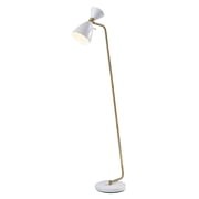 Adesso Oscar Floor Lamp, White with Antique Brass