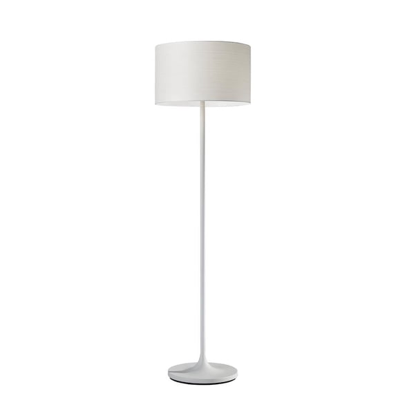 Adesso Oslo 60" Contemporary Smart Compatible White Standard Lamps Floor Lamp with White Horizontal Striped Shades