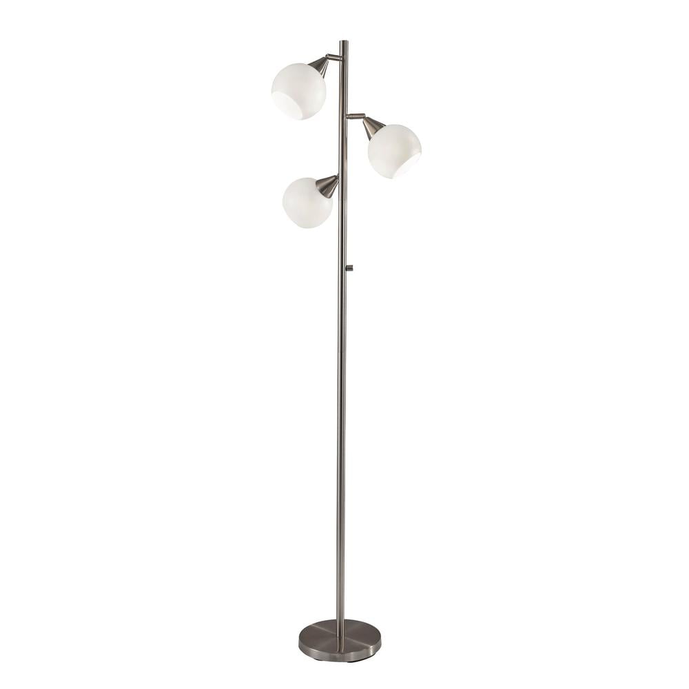 Adjustable White and Brushed Steel Tree Floor Lamp