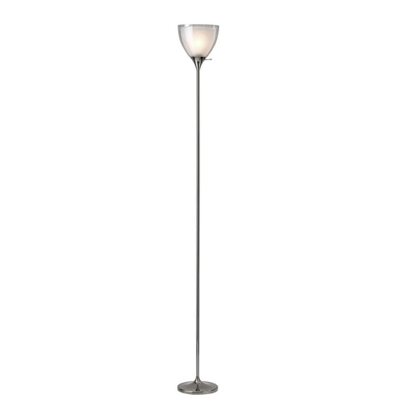 Adesso® Presley Torchiere, 72"H, Clear Shade/Polished Nickel Base