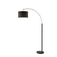 thumbnail image 1 of Adesso Preston Arc Lamp, Black & Brushed Steel, Black rPet Sustainable Fabric - made from recycled water bottles! Shade, 1 of 4