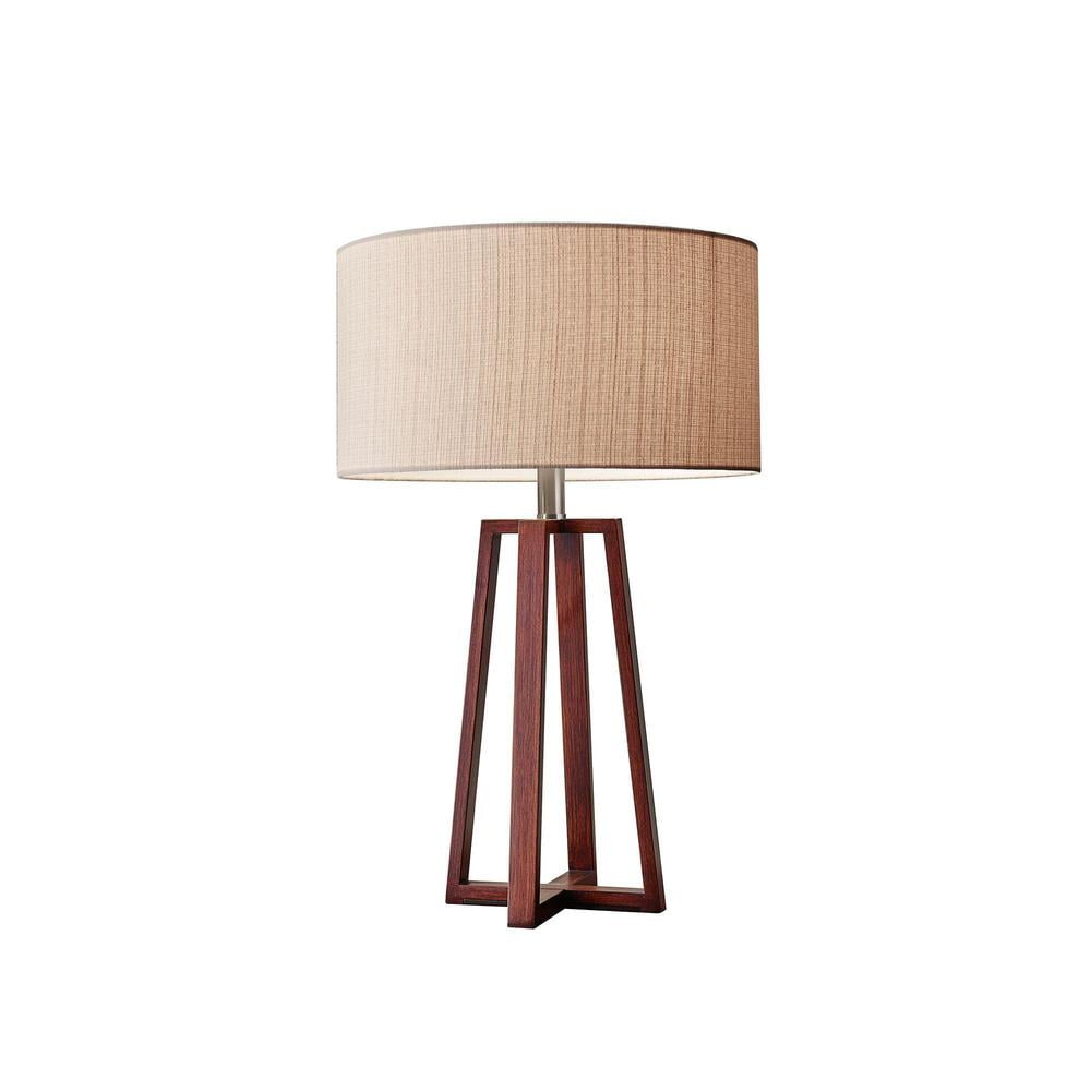 Quinn 23.75" Walnut Wood Table Lamp with Linen Shade
