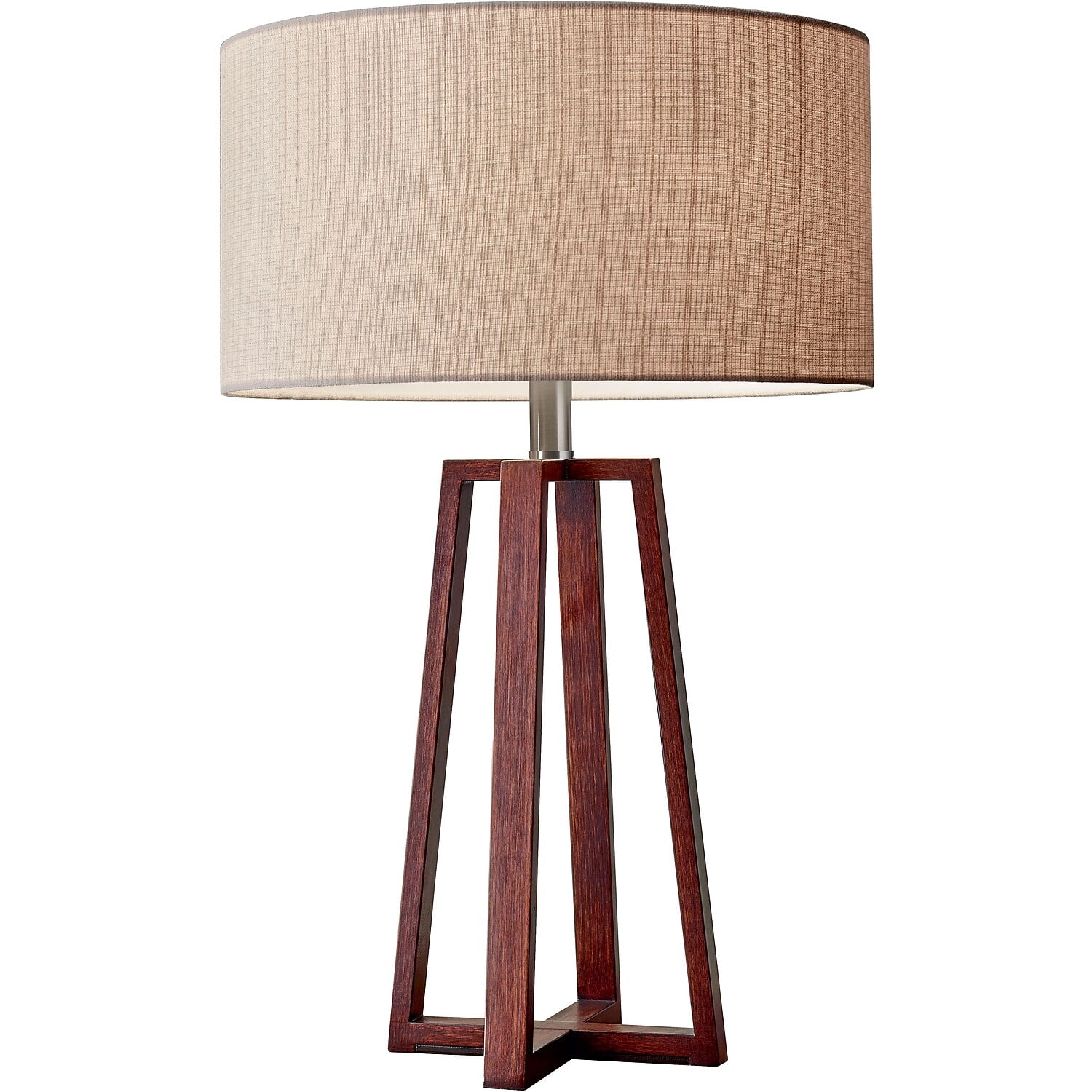 Quinn 23.75" Walnut Wood Table Lamp with Linen Shade