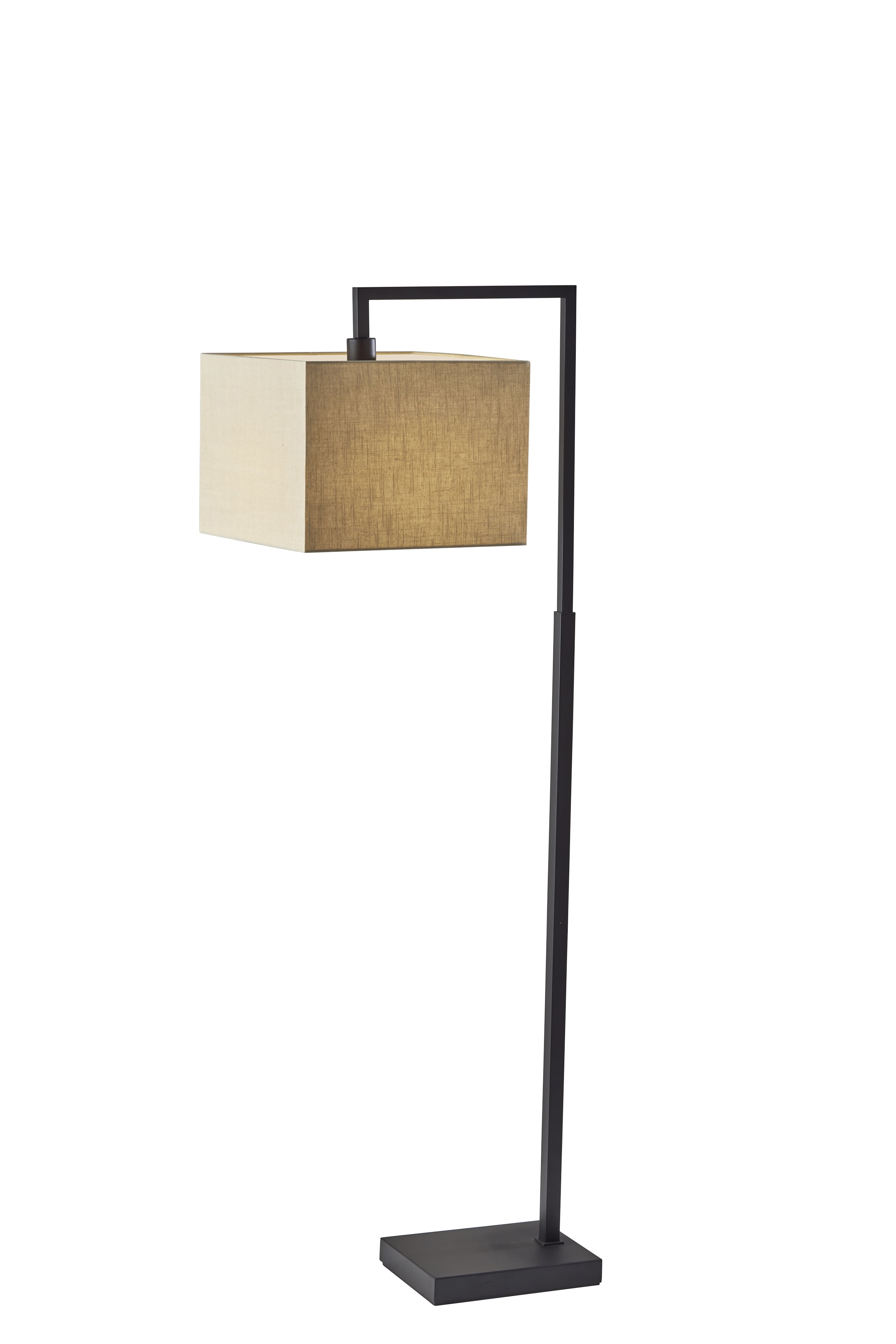 Adesso Richard Floor Lamp, Black, Beige Textured Fabric Shade