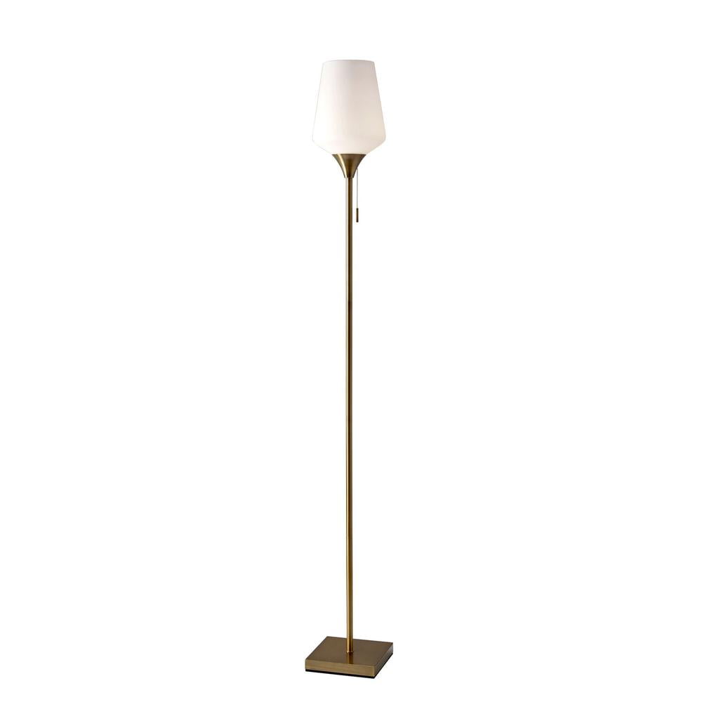 Antique Brass 20" Floor Lamp with Opal Glass Shade