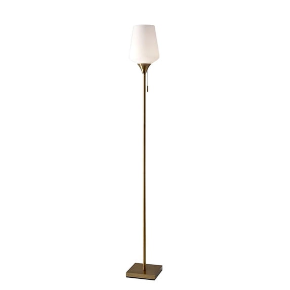 Adesso® Roxy Floor Lamp, 71"H, White Shade/Antique Brass