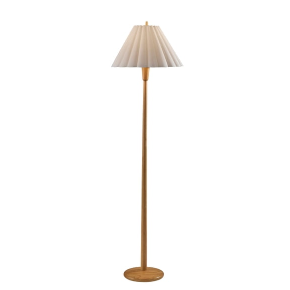 Adesso Scallop 60.75" 3-Way Decorative Wood Floor Lamp with Scalloped Tapered Shade