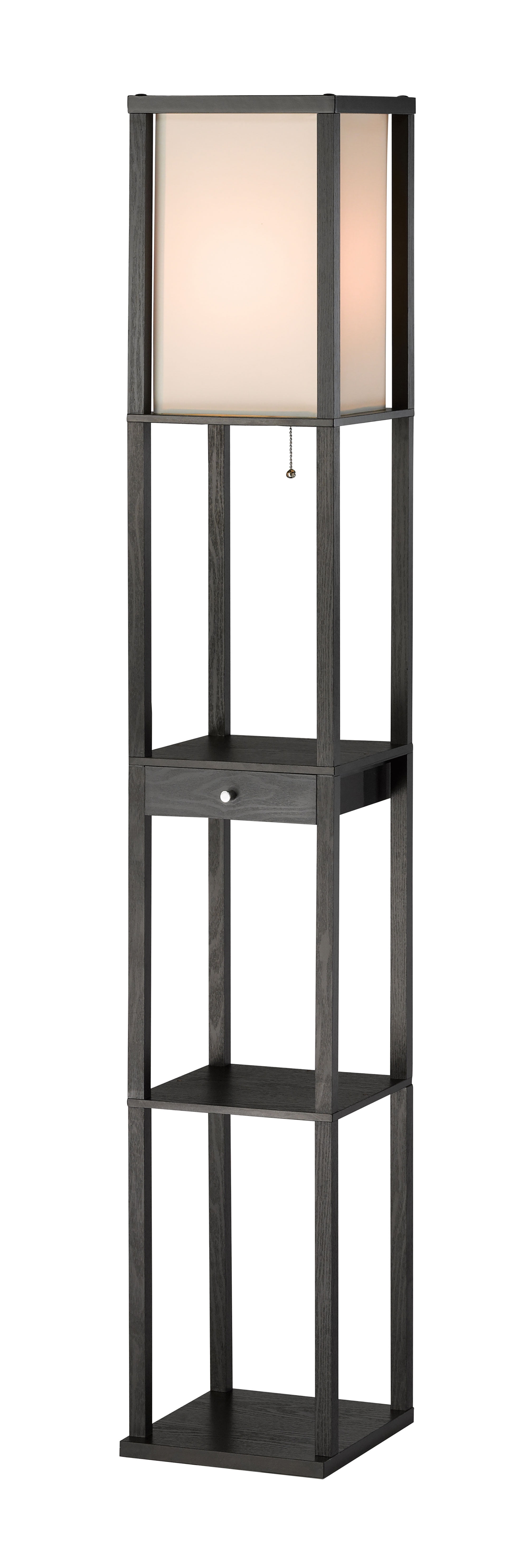 Adesso Shelf Lamp with Drawer, Black
