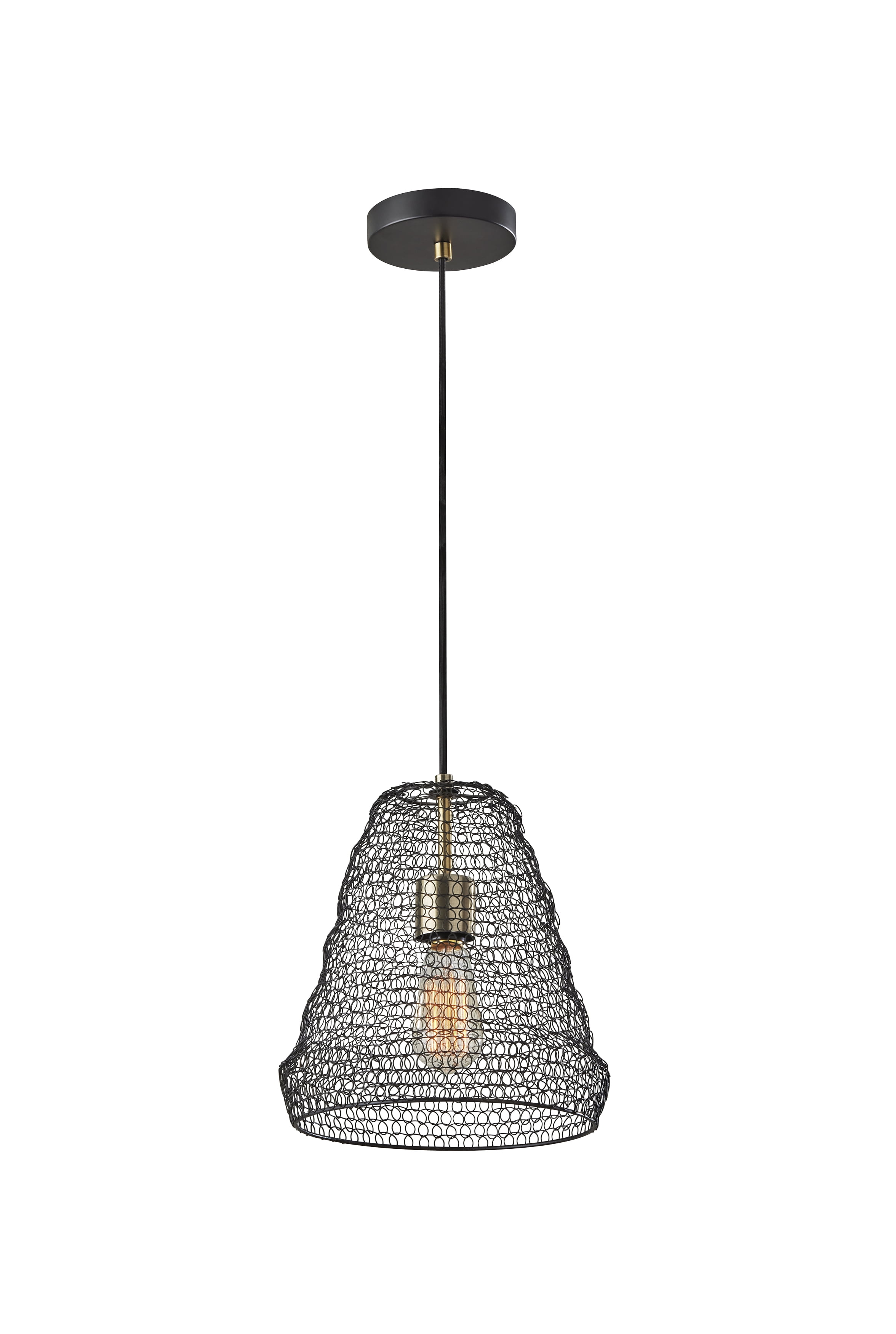 Black and Brass Industrial Mesh Pendant Light