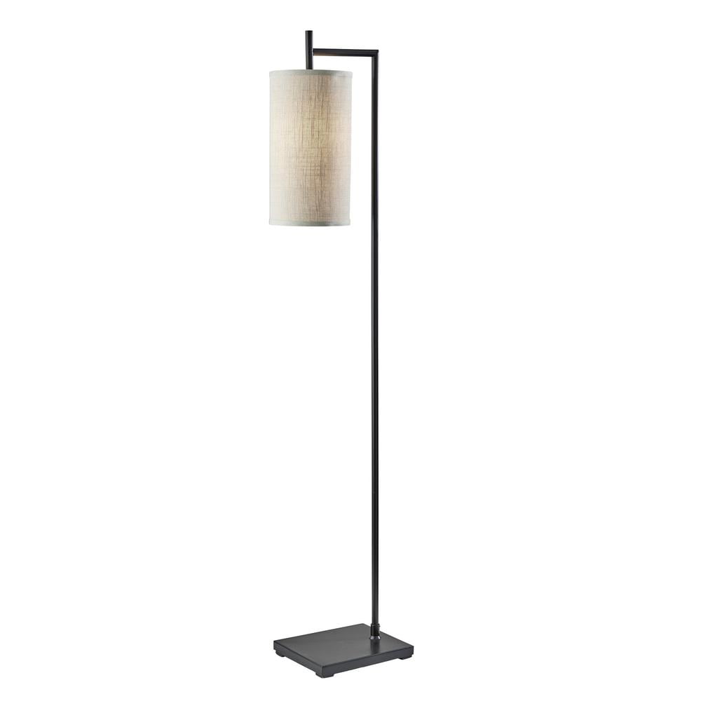 Zion Black Metal Floor Lamp with Beige Fabric Shade