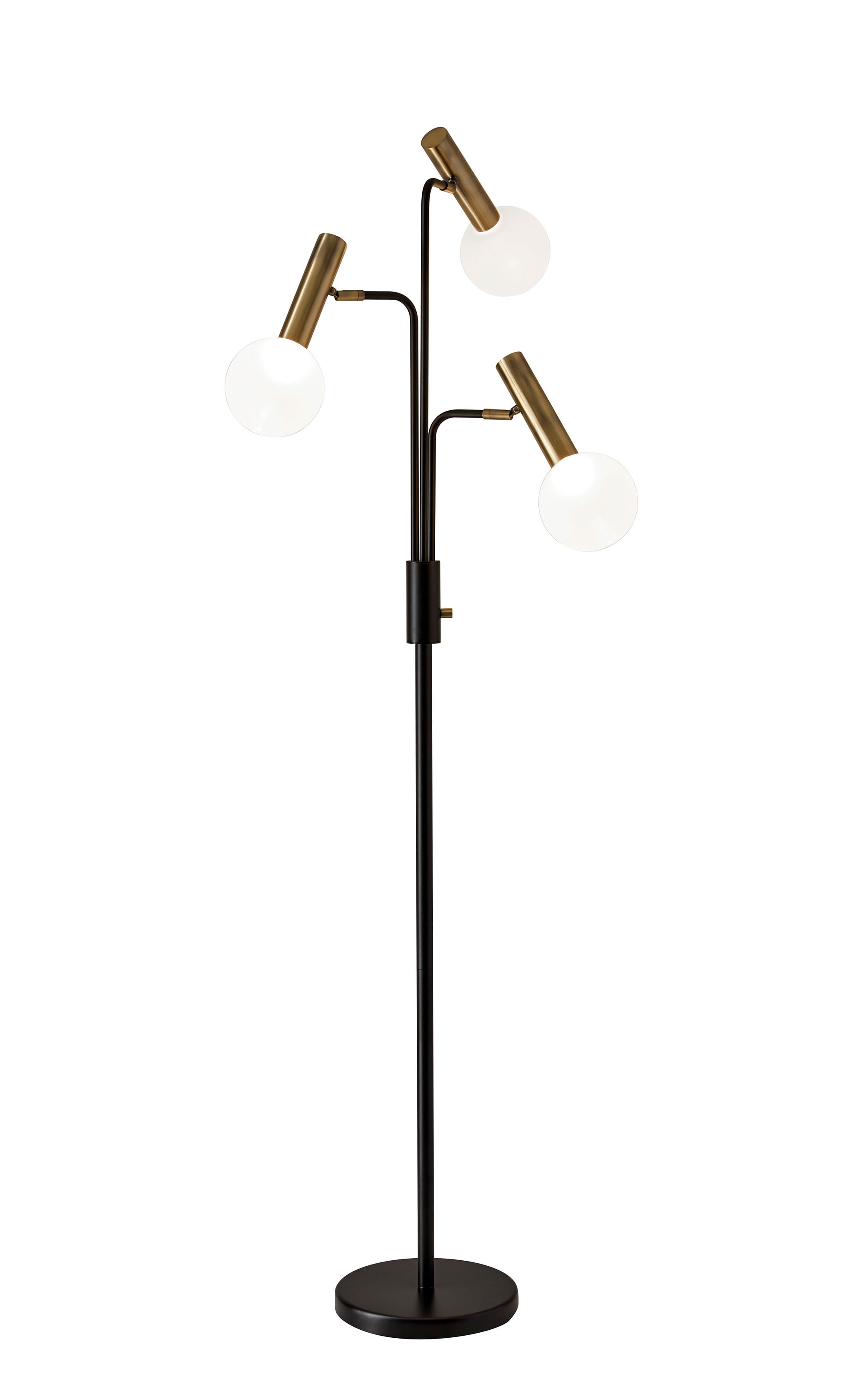 Sinclair Adjustable Multi-Head 70'' LED Floor Lamp in Black and Antique Brass
