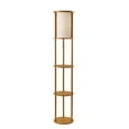 thumbnail image 1 of Adesso Stewart Round Shelf Floor Lamp, MDF Shelves with Natural Wood Veneer and Beech Wood Tubes, 1 of 4