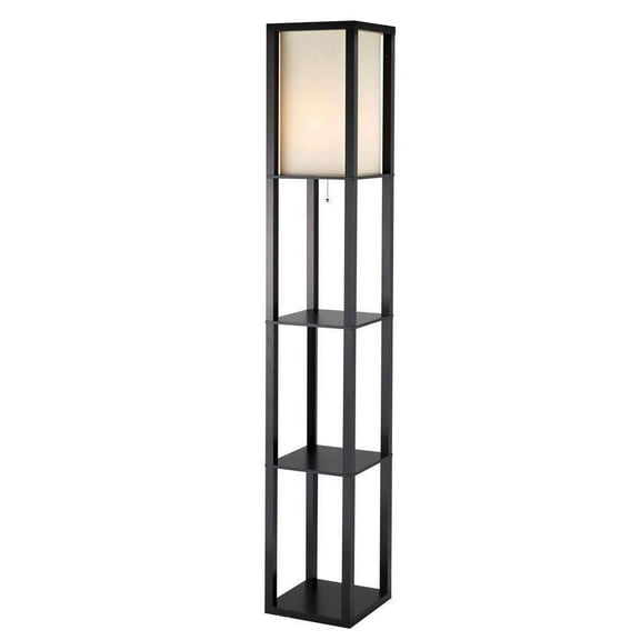 Adesso Titan 72" Modern Column Standing Floor Lamp with 3 Storage Shelves, Black