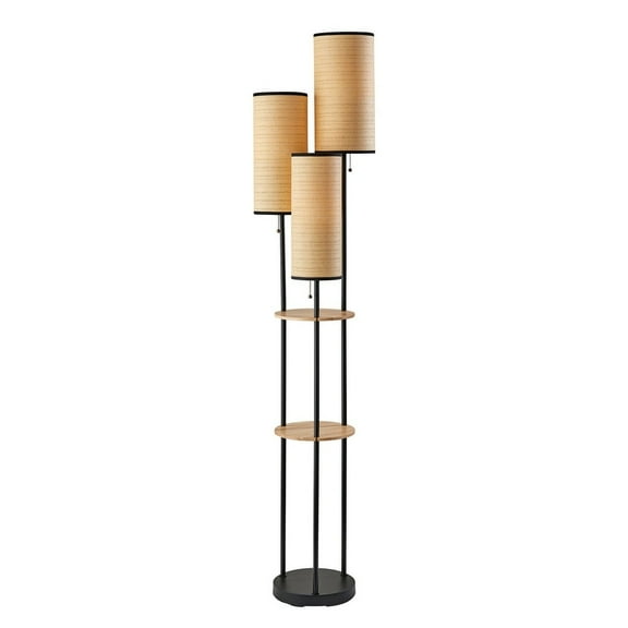 Adesso Trio 68.5" 3-Light Two Shelf Floor Lamp with Drum Shades