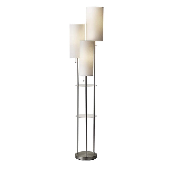 Adesso Trio 68" 3-Light Modern Stainless Steel & Clear Shelf Floor Lamp