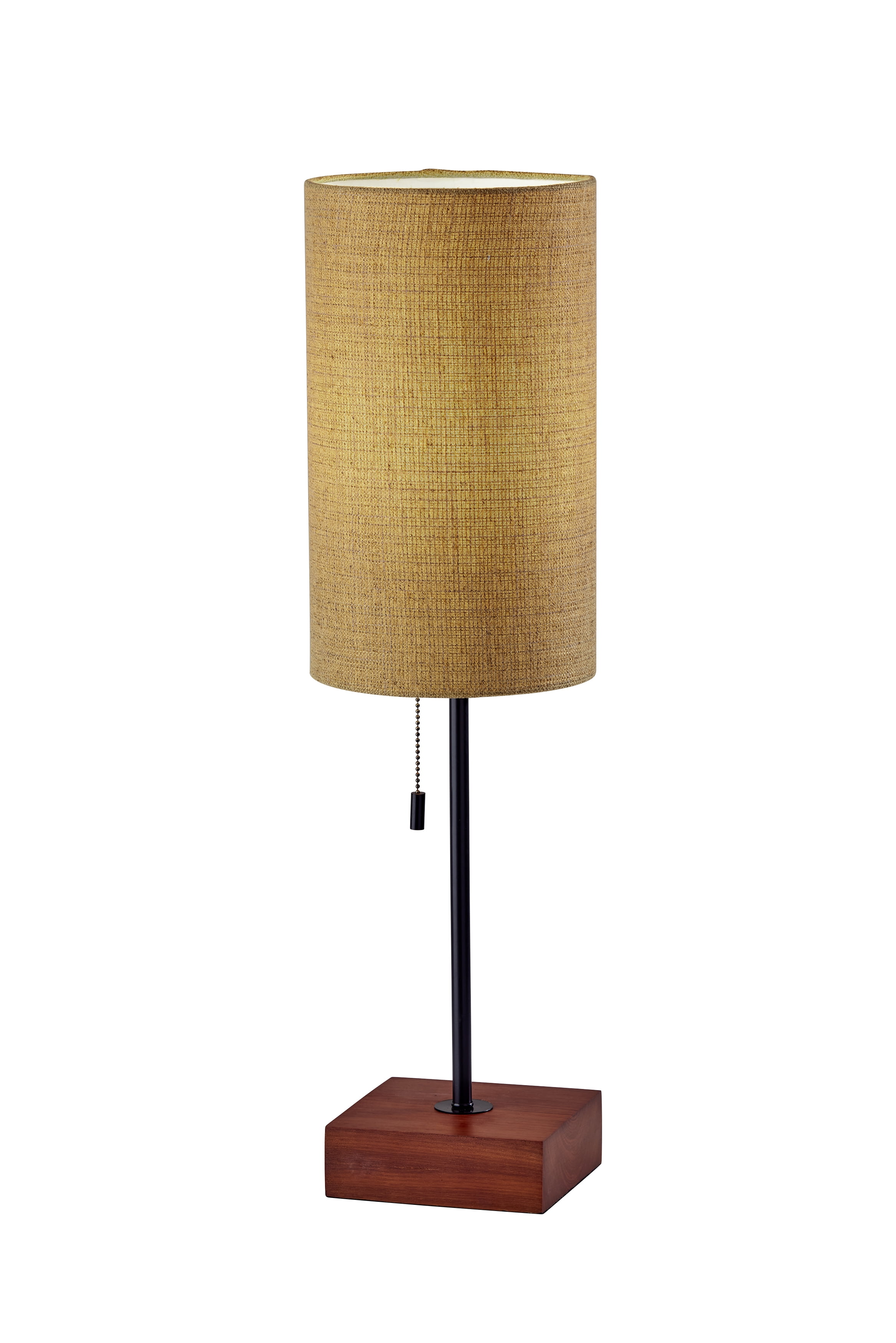 Adesso Trudy Table Lamp Black Wood Base, Mustard Yellow Textured Fabric Shade