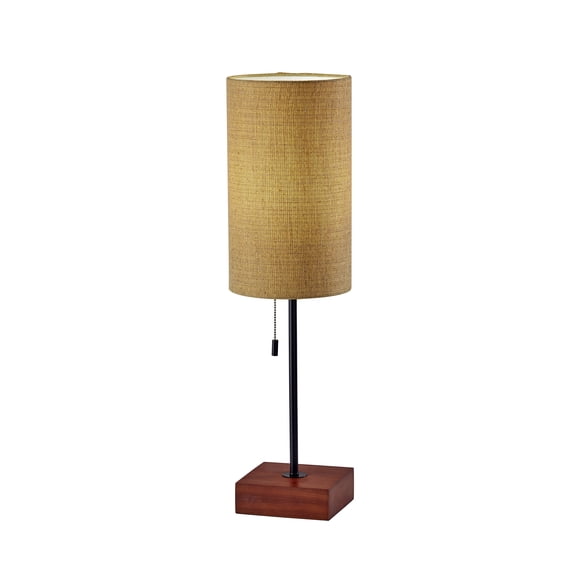 Adesso Trudy Table Lamp Black Wood Base, Mustard Yellow Textured Fabric Shade