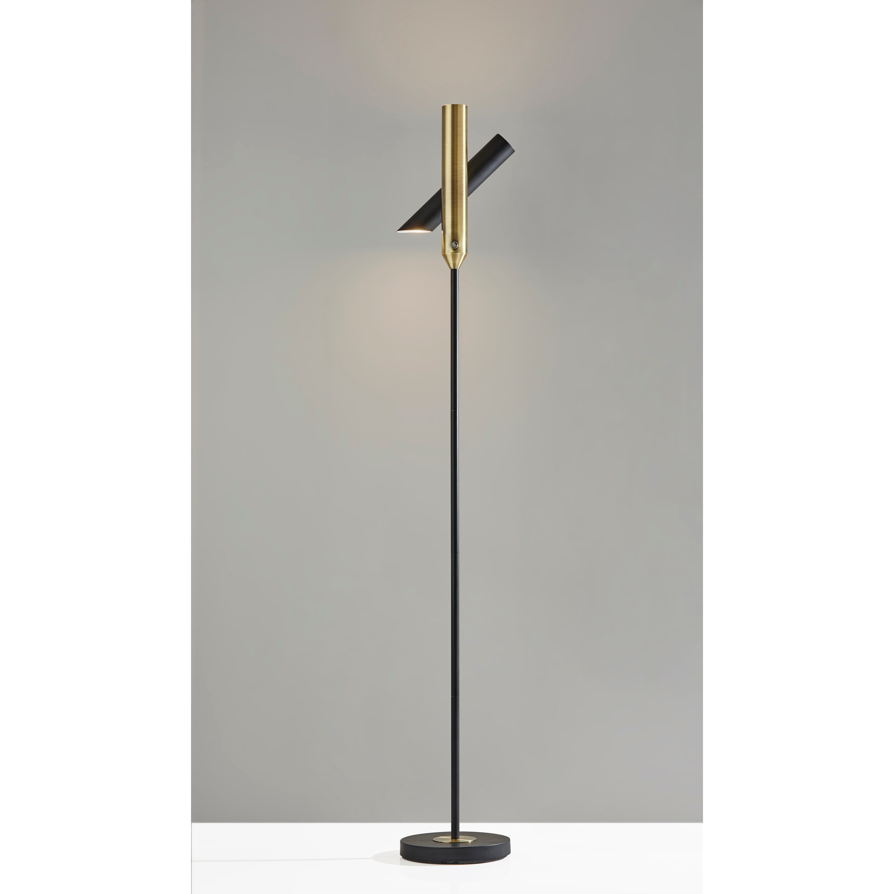 Antique Brass Adjustable LED Torchiere Floor Lamp with Touch Sensor