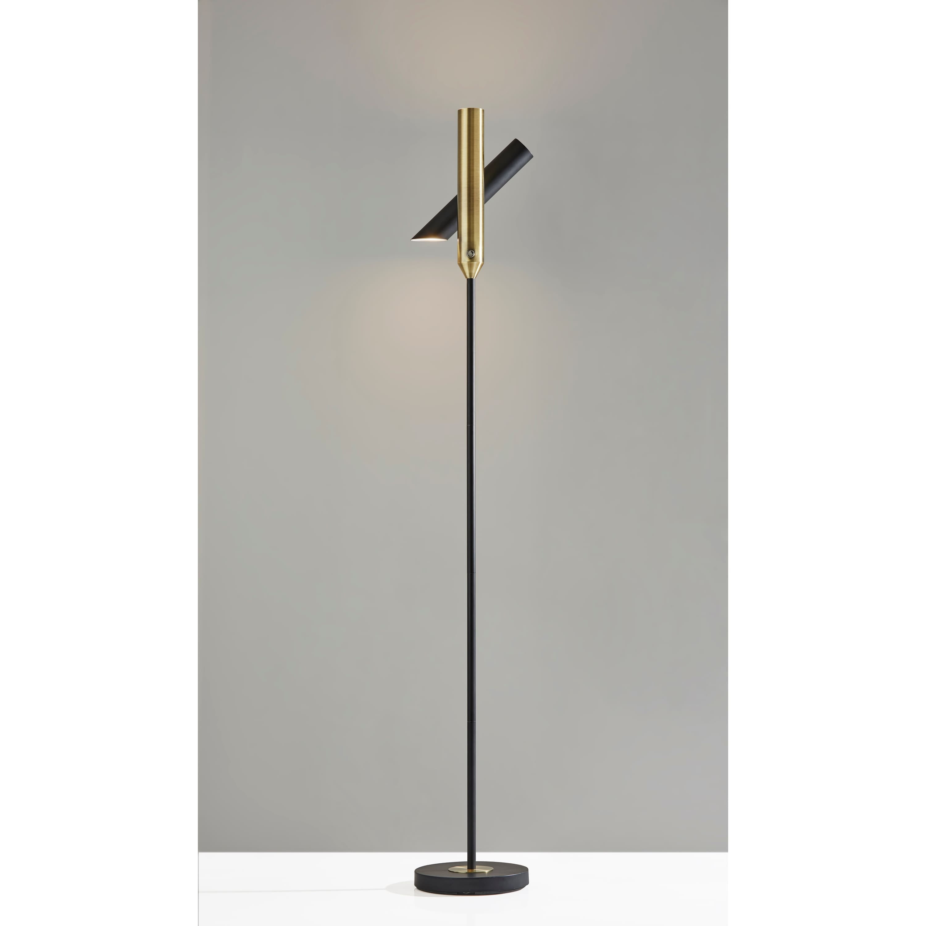 Antique Brass Adjustable LED Torchiere Floor Lamp with Touch Sensor