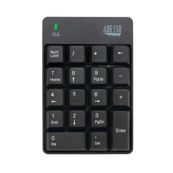 Adesso - Wireless Spill Resistant 18-Key Numeric Keypad - Wireless Connectivity - RF - USB Interface - 18 Key - English