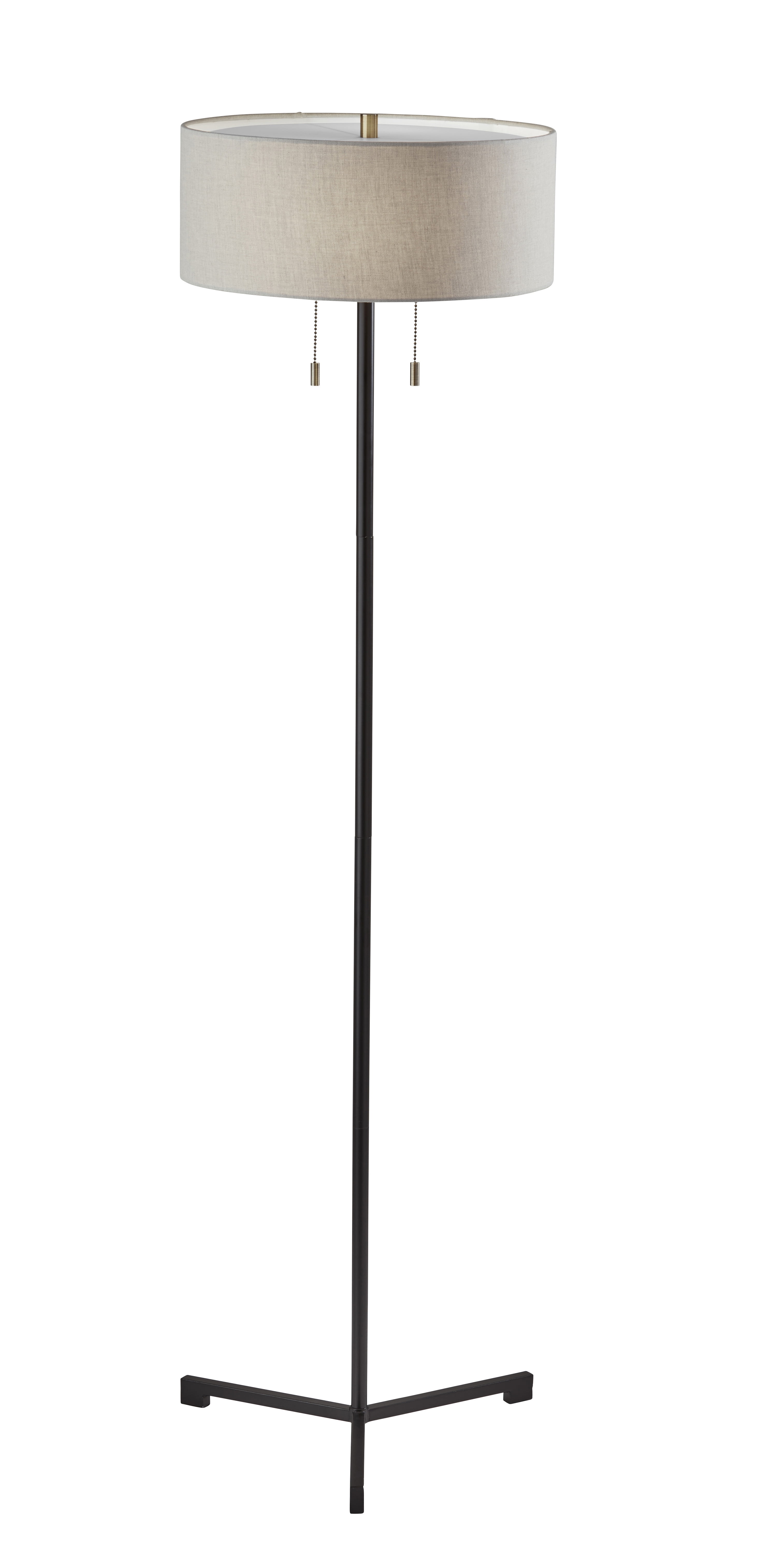 Wesley Black Tripod Floor Lamp with Taupe Shade