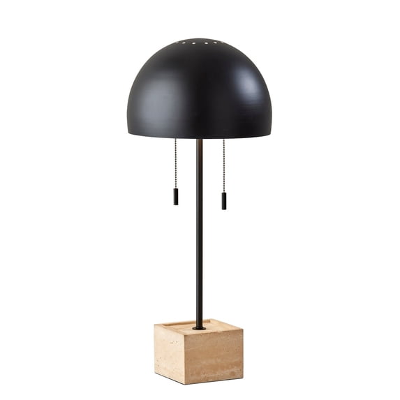 Adesso Wilder 24" 2-Light Twin Pull Chain Black Desk Lamp with Black Dome Shade